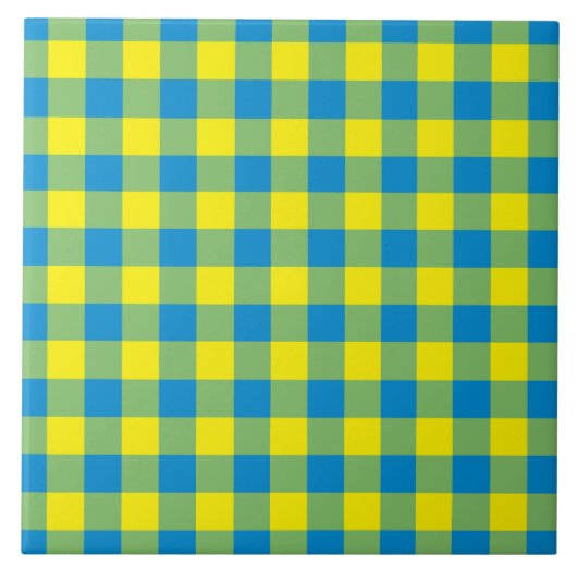 Carreau Motif de vérification de la plaid bleu jaune vert (Devant)