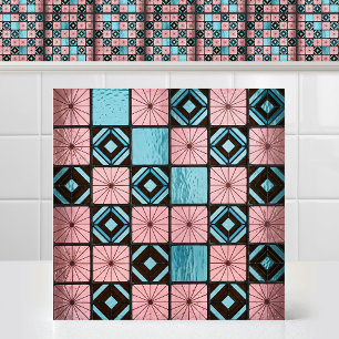 Carreau Motif de verre teinté à damier ensoleillé rétro