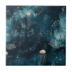 Carreau Motif de vie marine méduse sous-marine de la marin