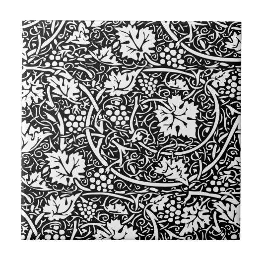 Carreau Motif de vigne de raisin noir et blanc de William  (Devant)