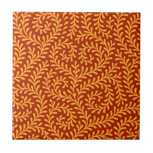 Carreau Motif de vigne feuillue jaune doré (Devant)