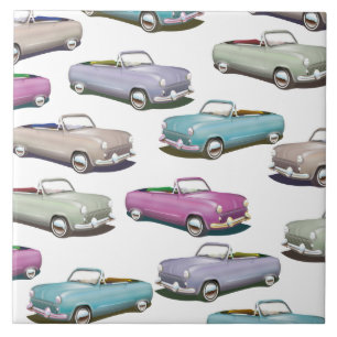 Carreau Motif de voitures classiques vintage mignonnes