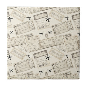 Carreau Motif de voyage de carte d'embarquement vintage
