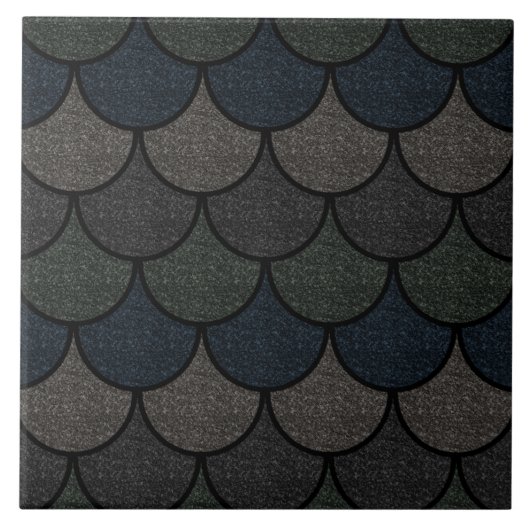 Carreau Motif d'écaille de dragon festonnée foncée (Devant)