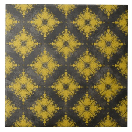 Carreau Motif d'éclatement du diamant jaune et noir (Devant)