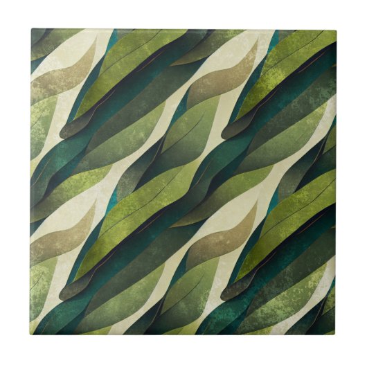 Carreau Motif Déco Abstrait d'Olive Verte Minimal (Devant)