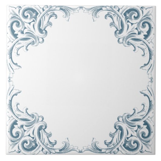 Carreau Motif décoratif bleu méditerranéen (Devant)