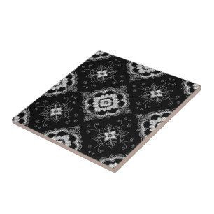 Carreau Motif décoratif en dentelle noire et blanche