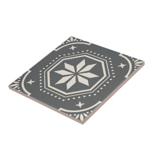 Carreau Motif décoratif étoile géométrique Noir blanc