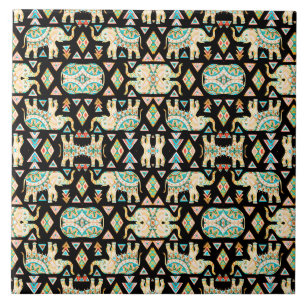 Carreau Motif d'éléphants indiens colorés mignons