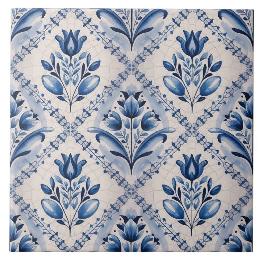 Carreau Motif Delft Bleu Hollandais (Devant)