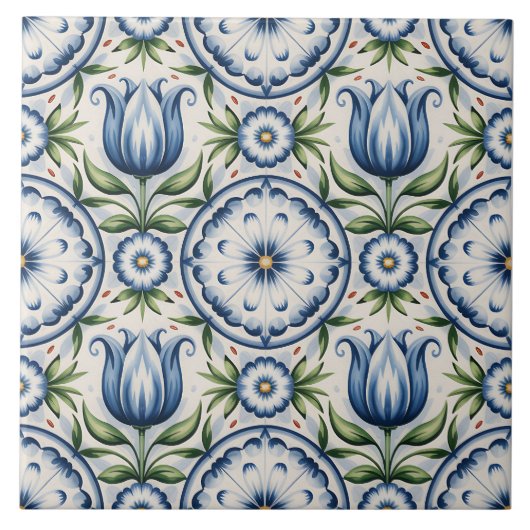 Carreau Motif Delft Bleu Hollandais (Devant)
