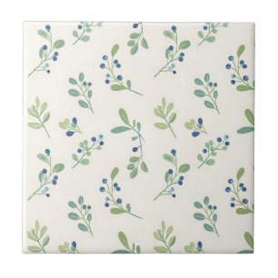 Carreau Motif délicat de myrtille et d'eucalyptus