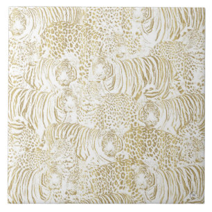 Carreau Motif des animaux de tigres léopard d'or
