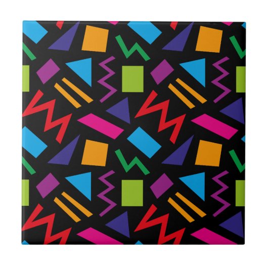 Carreau Motif des années 80 tendance Noir (Devant)