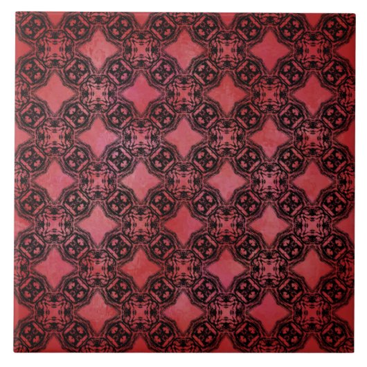 Carreau Motif des chaînes de diamants noirs et rouges (Devant)