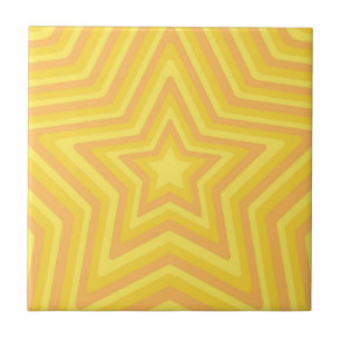 Carreau Motif des étoiles géométriques jaunes hypnotiques