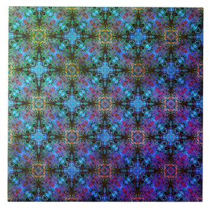 Carreau Motif des étoiles marocaines noires, violettes et