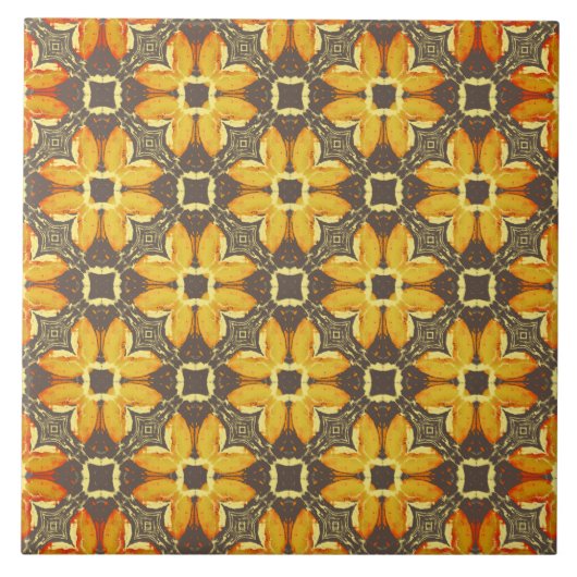 Carreau Motif des fleurs de Hipster jaune, gris et taupe (Devant)