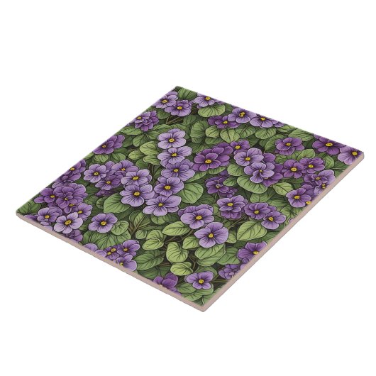Carreau Motif des fleurs de violet d'Afrique (Côté)