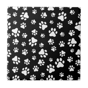 Carreau Motif des pattes, Empreintes de pattes, noir et bl