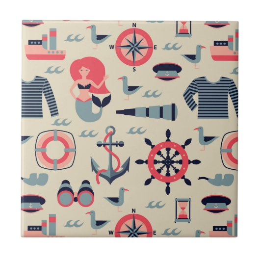 Carreau Motif d'espèce marine (Devant)