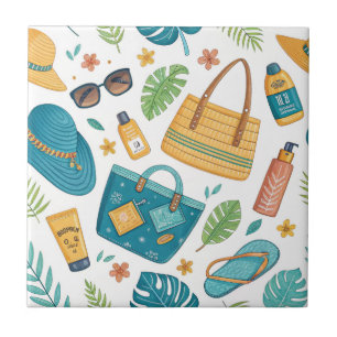 Carreau Motif d'essentiels de plage d'été (1)