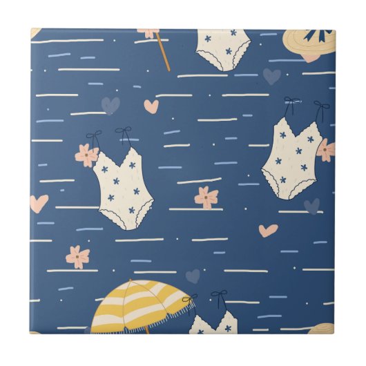 Carreau Motif d'essentiels de plage d'été (5) (Devant)