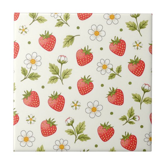 Carreau Motif d'été à Fleur de Fraisier (Devant)