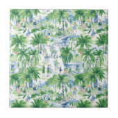 Carreau Motif d'été Retro Charleston | Monogramme (Devant)