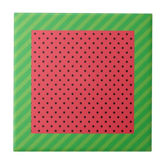 Carreau Motif d'été rose et vert pastèque (Devant)