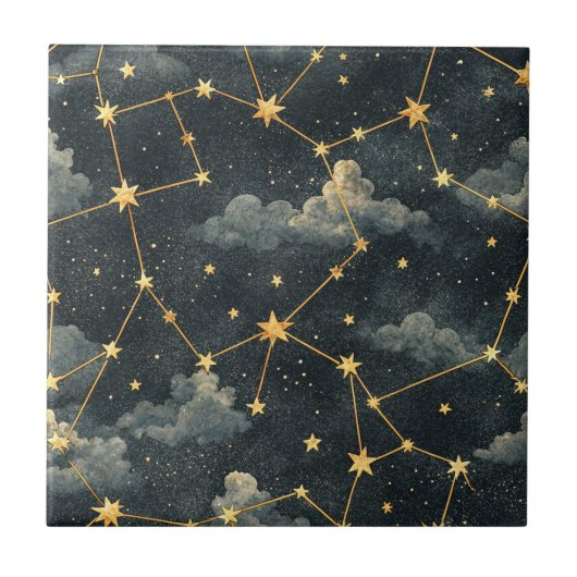 Carreau Motif d'étoile de constellation céleste (1) (Devant)