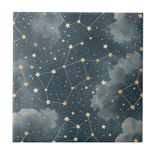 Carreau Motif d'étoile de constellation céleste (5) (Devant)