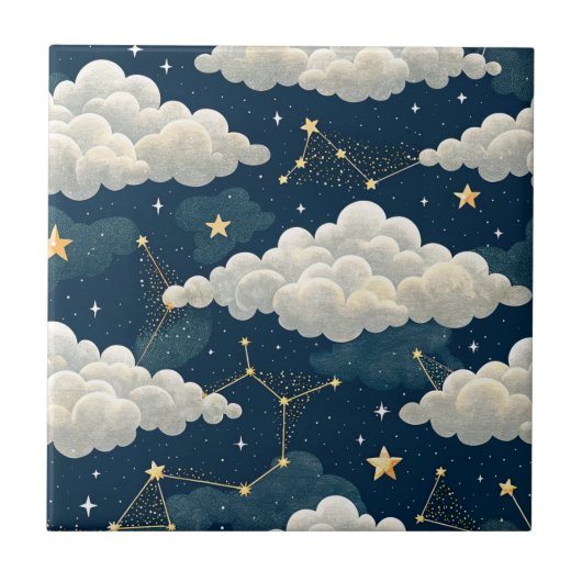Carreau Motif d'étoile de constellation céleste (6) (Devant)