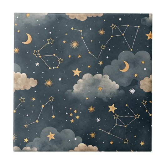 Carreau Motif d'étoile de constellation céleste (7) (Devant)