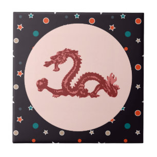 Carreau Motif d'étoile de dragon chinois Art fantastique