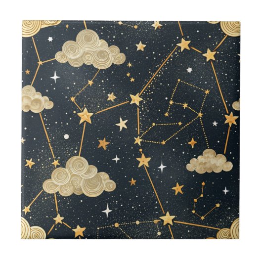 Carreau Motif d'étoiles de constellation céleste (2) (Devant)