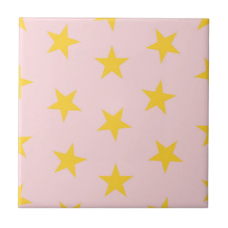 Carreau Motif d'étoiles géométriques rose jaune