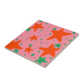 Carreau Motif d'étoiles géométriques rose vert (Côté)