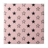 Carreau Motif d'étoiles géométriques roses noires (Devant)