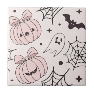 Carreau Motif d'Halloween effrayant rose doux Kawaii