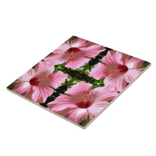 Carreau Motif d'Hibiscus rose