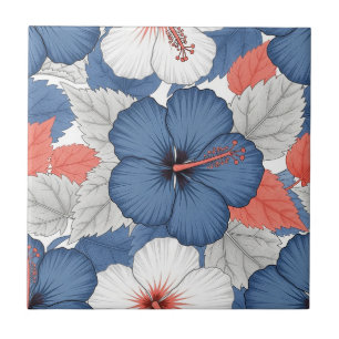 Carreau Motif d'Hibiscus Tropical Côtier (1)
