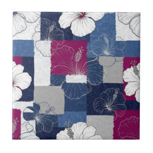 Carreau Motif d'Hibiscus Tropical Côtier (5)