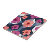 Carreau Motif d'Hibiscus Tropical Côtier (8) (Côté)