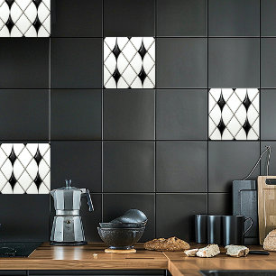 Carreau Motif diamant blanc noir élégant