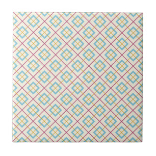 Carreau Motif diamant géométrique rose et bleu pastel