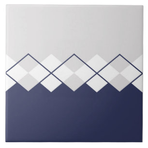 Carreau Motif diamant gris clair, bleu marine, blanc