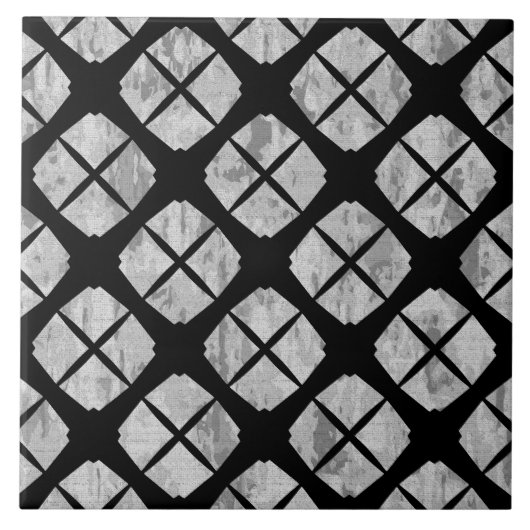Carreau Motif Diamant moderne urbain noir et gris (Devant)