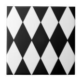 Carreau Motif diamant noir et blanc À damiers rétro (Devant)